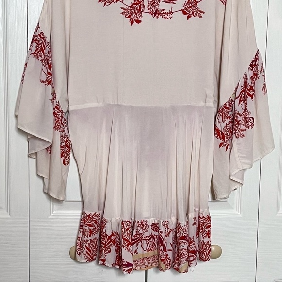 🌟HP🌟Free People Sunset Dreams Boho V-Neck Ruffled Bell Sleeve Tunic Top Medium - Picture 9 of 11